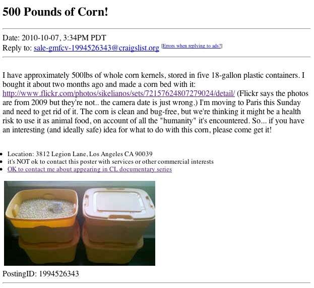 The Craigslist page