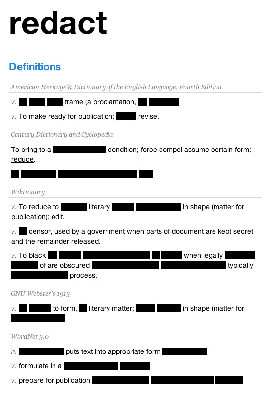 Redacted Definitions, in Protest of SOPA